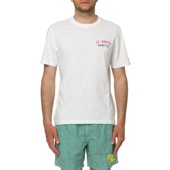 T-shirt Portland bianca con ricamo St. Barth Habitué Mc2...