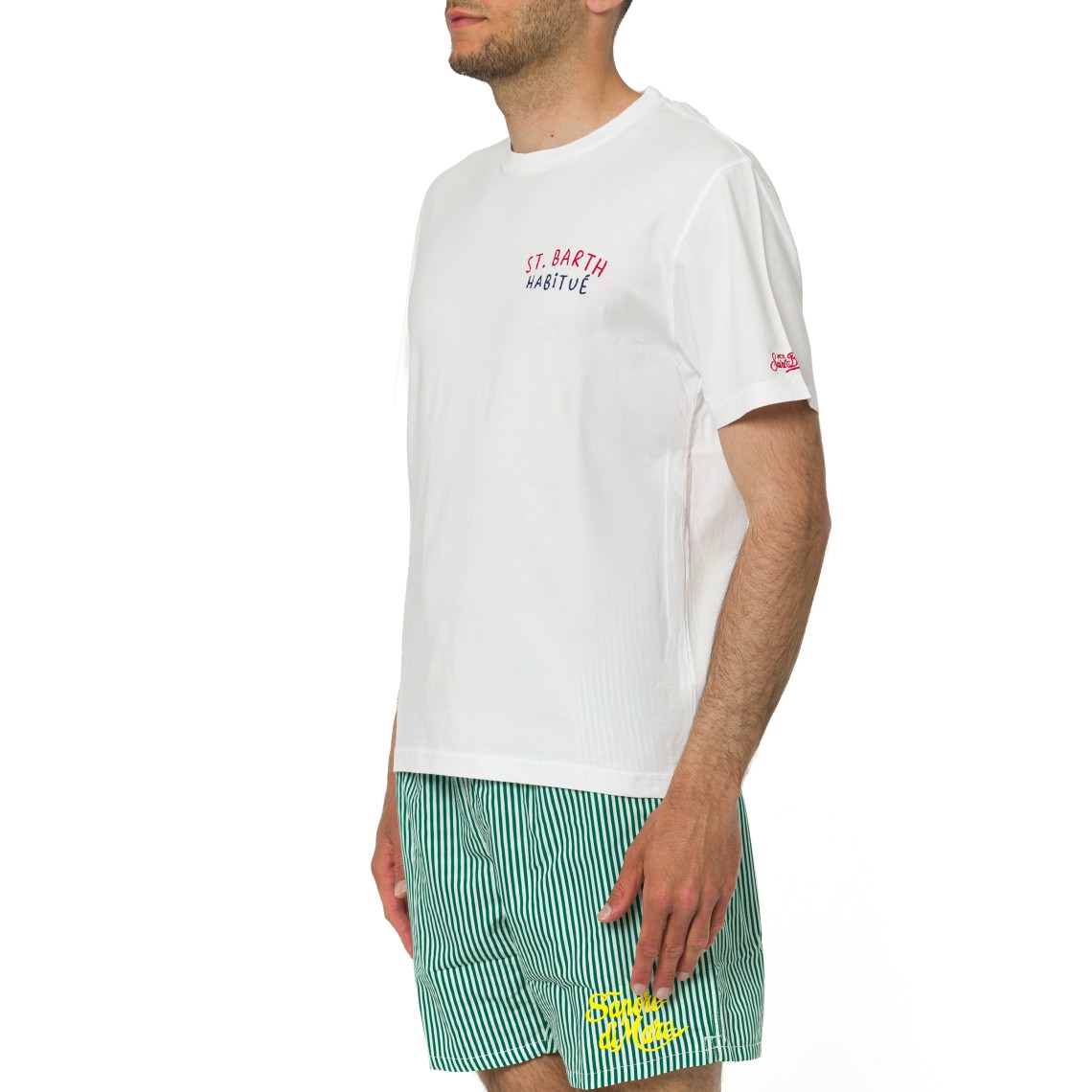 T-shirt Portland bianca con ricamo St. Barth Habitué Mc2 Saint Barth