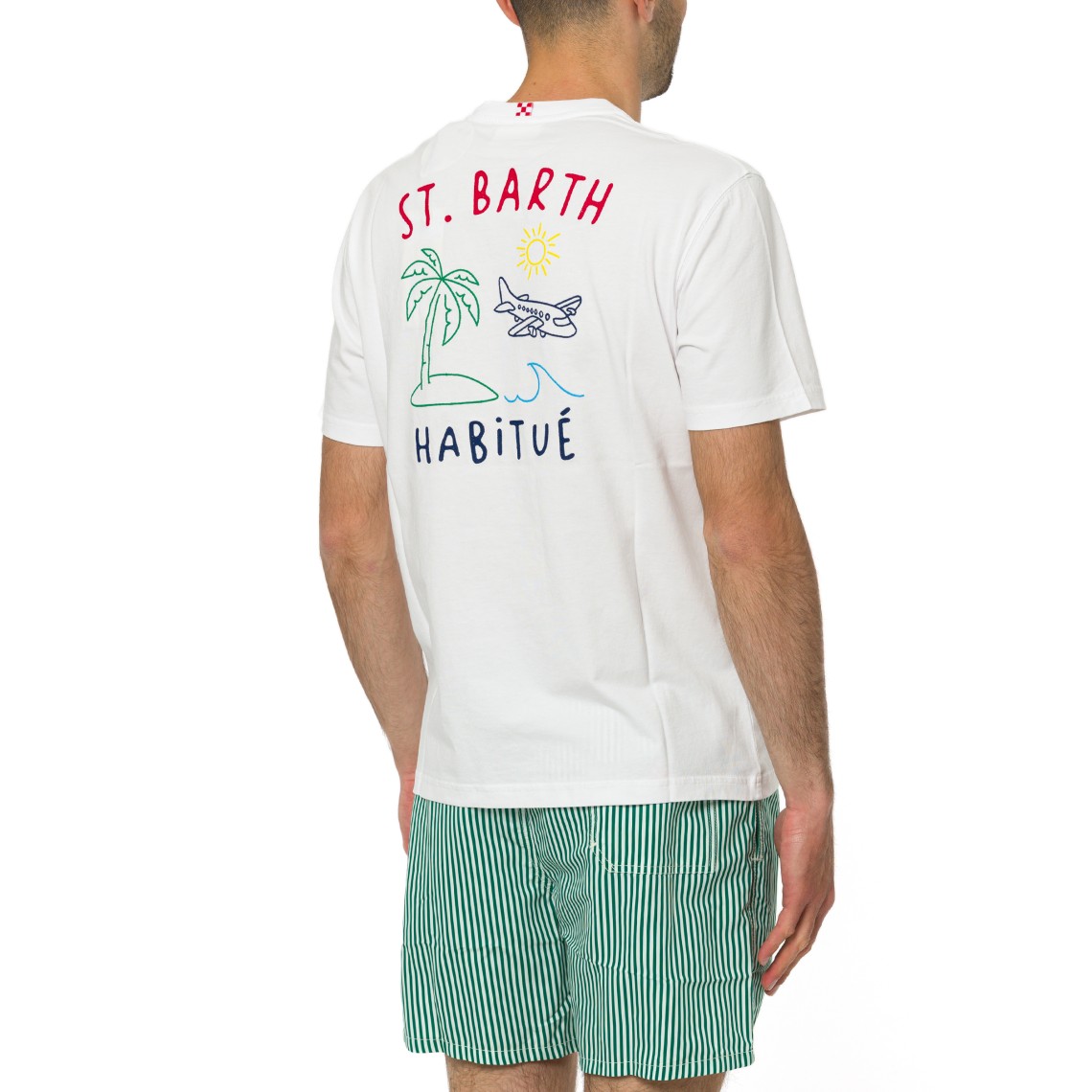 T-shirt Portland bianca con ricamo St. Barth Habitué Mc2 Saint Barth