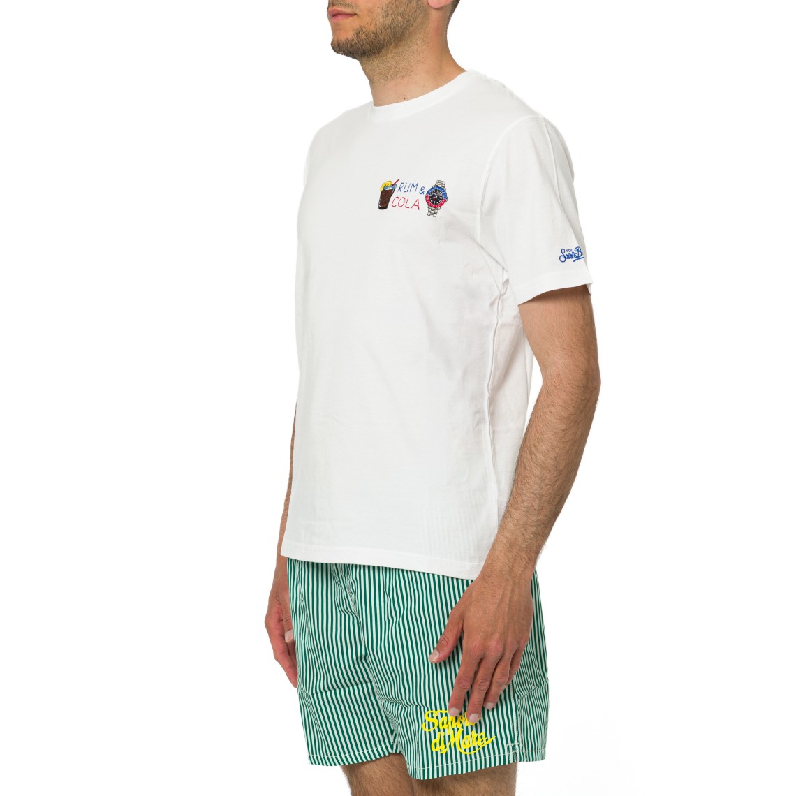T-shirt Portofino bianca con ricamo Rum E Cola Mc2 Saint Barth