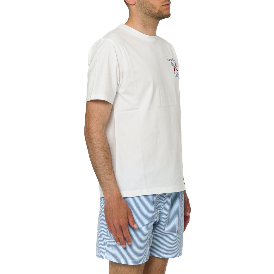 T-shirt Portofino bianca con ricamo King Of The Grill Mc2 Saint Barth