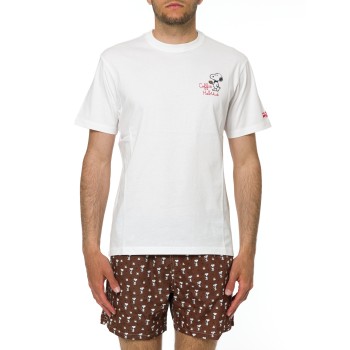 T-shirt Portofino bianca con ricamo Coffee Habitué Mc2...