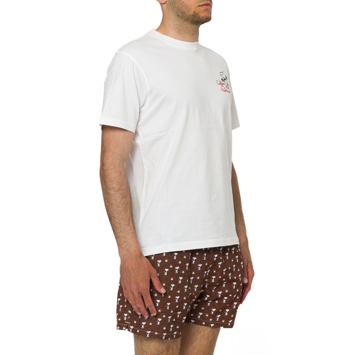 T-shirt Portofino bianca con ricamo Coffee Habitué Mc2 Saint Barth