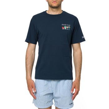 T-shirt Portofino blu con ricamo Grand Slam Mc2 Saint Barth