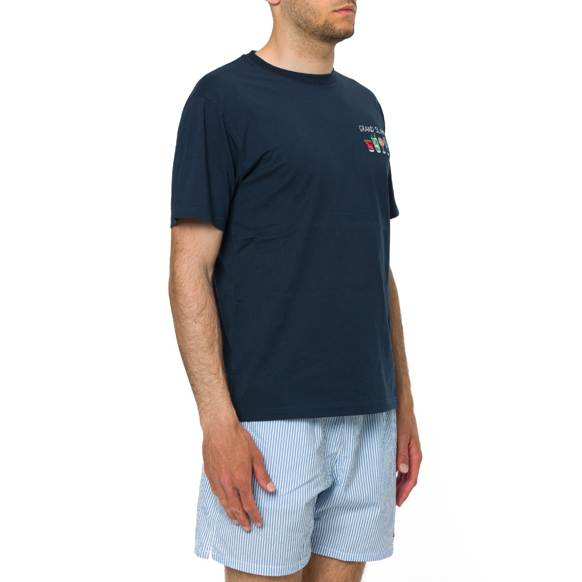 T-shirt Portofino blu con ricamo Grand Slam Mc2 Saint Barth