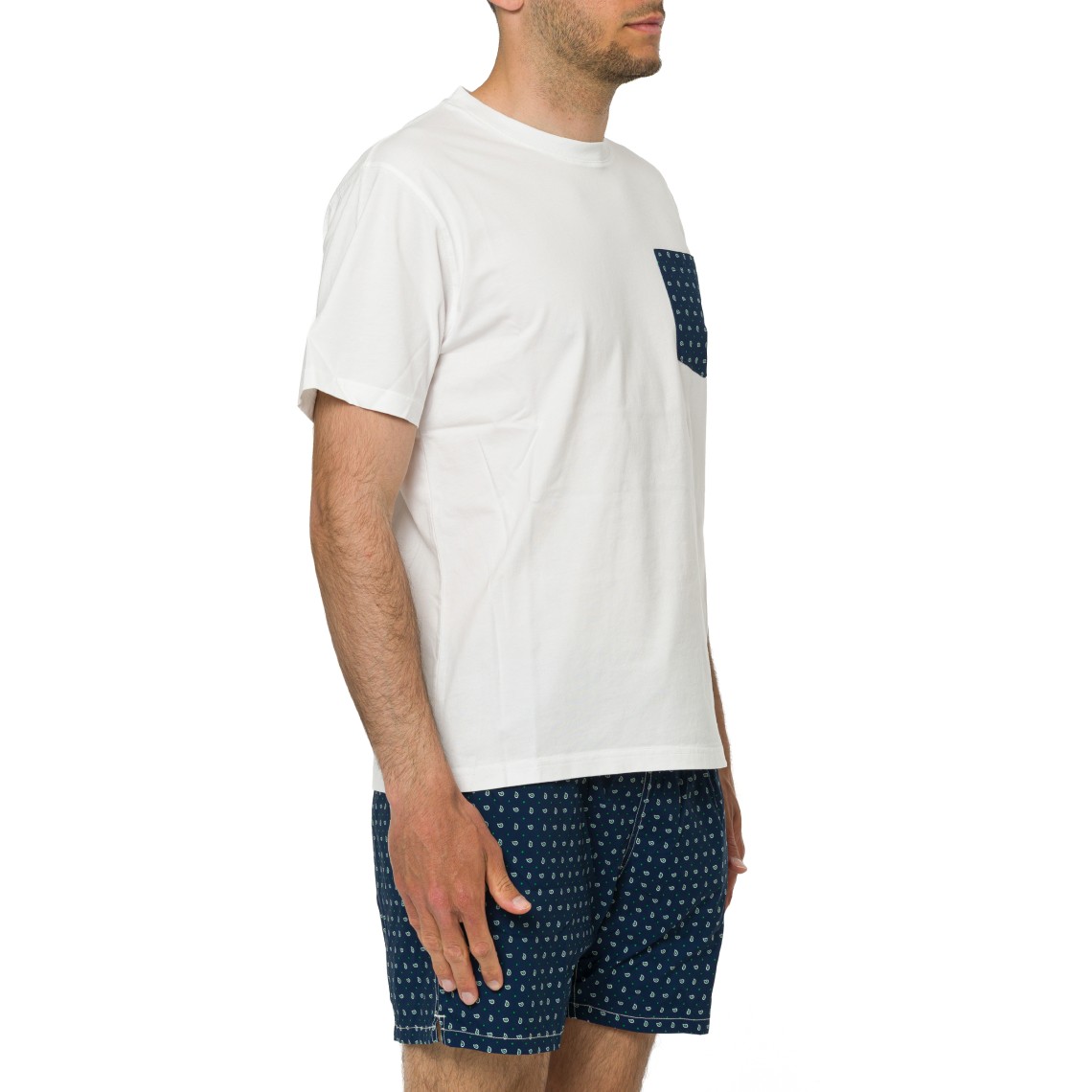 T-shirt Blanche con taschino con stampa paisley Mc2 Saint Barth