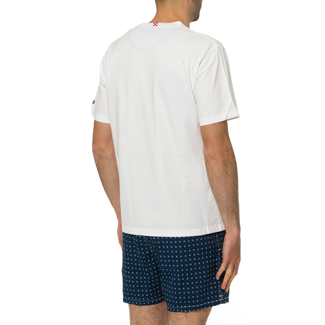 T-shirt Blanche con taschino con stampa paisley Mc2 Saint Barth