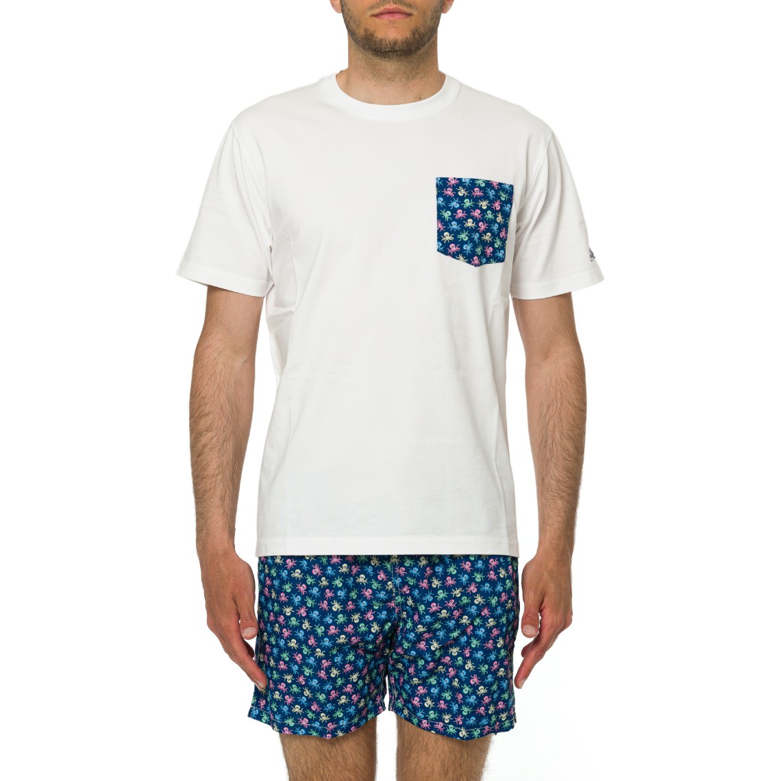 T-shirt Blanche con taschino stampa Polpy Mc2 Saint Barth