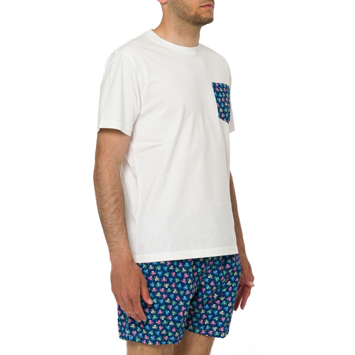 T-shirt Blanche con taschino stampa Polpy Mc2 Saint Barth