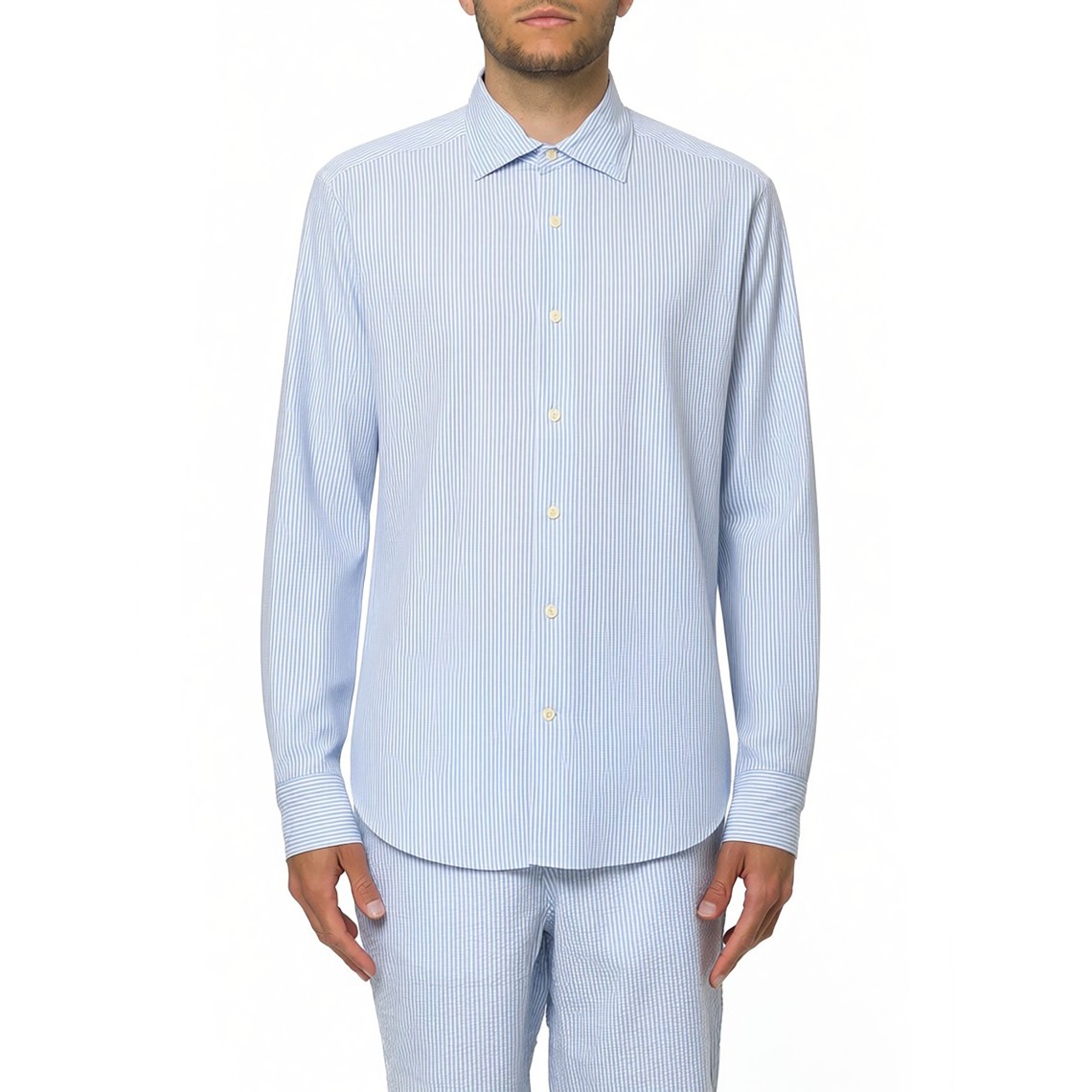 Camicia a righe Pamplona in seersucker Mc2 Saint Barth