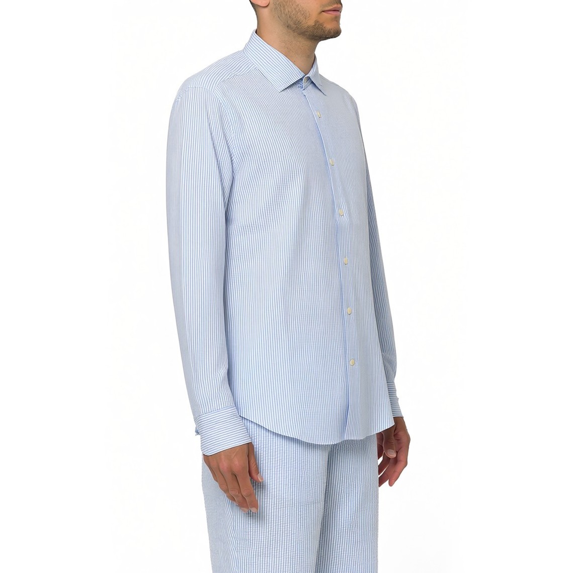 Camicia a righe Pamplona in seersucker Mc2 Saint Barth
