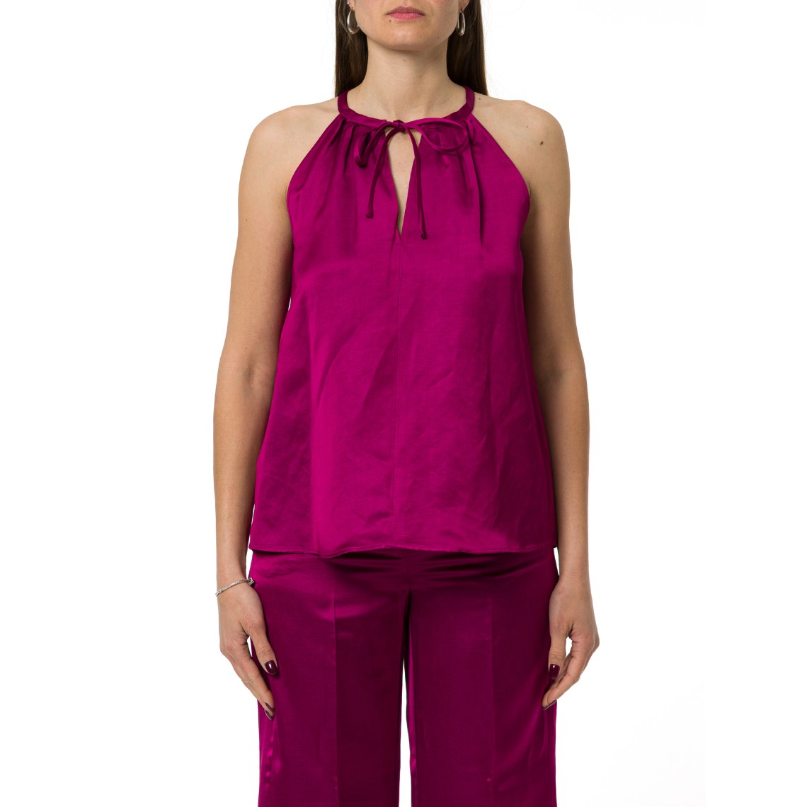 Top in raso di viscosa e lino Emme Marella