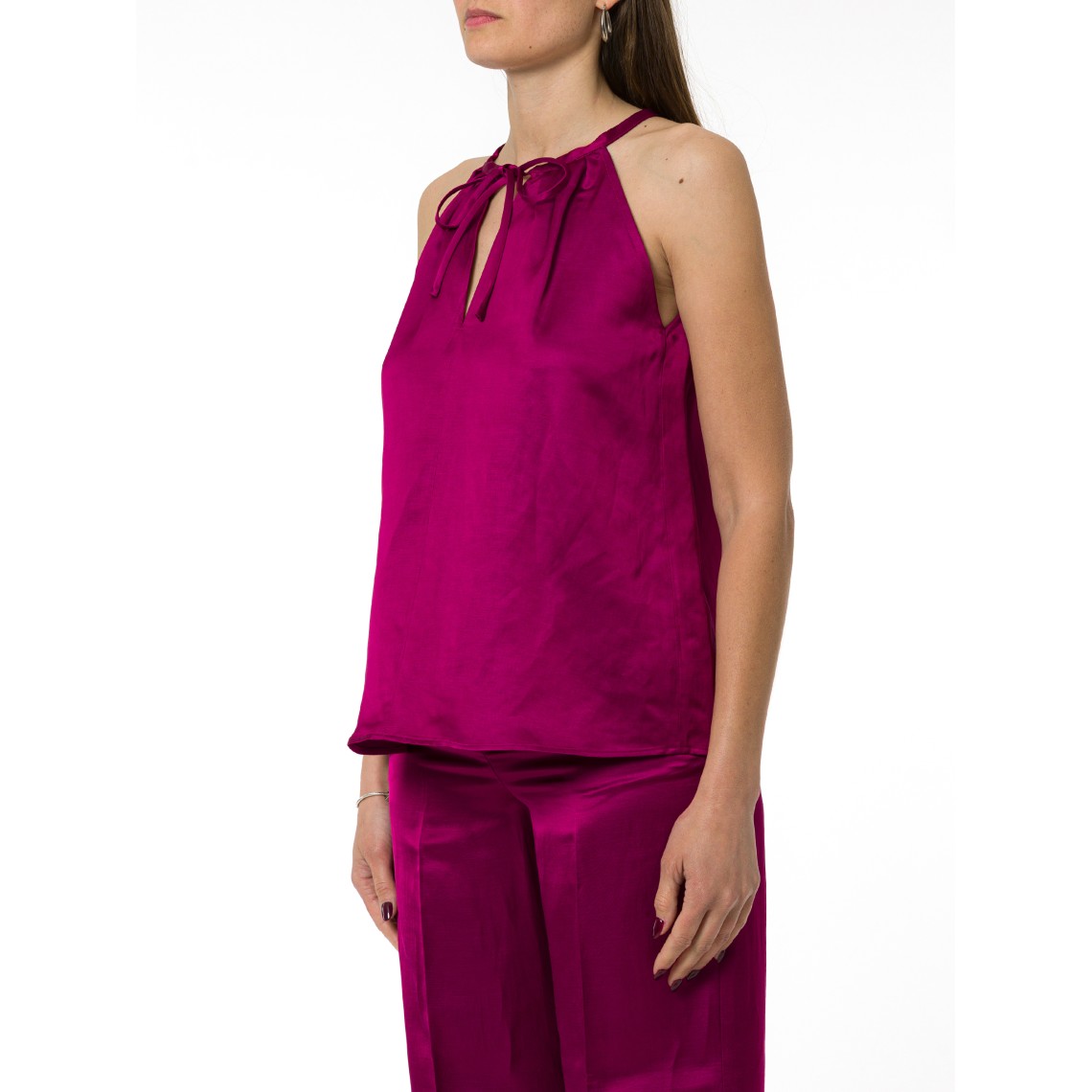 Top in raso di viscosa e lino Emme Marella