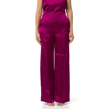 Pantaloni wide-leg in raso di viscosa e lino Emme Marella