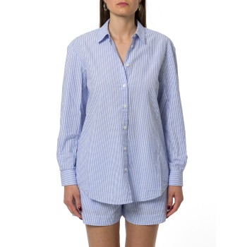 Brigitte camicia in seersucker a righe con ricamo Mc2...