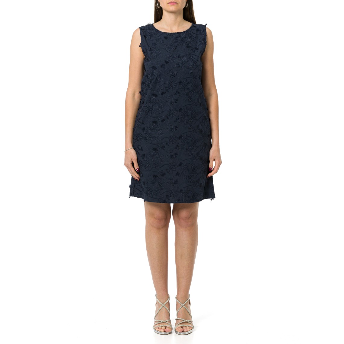 Abito a tubino in popeline di cotone ricamato Emme Marella