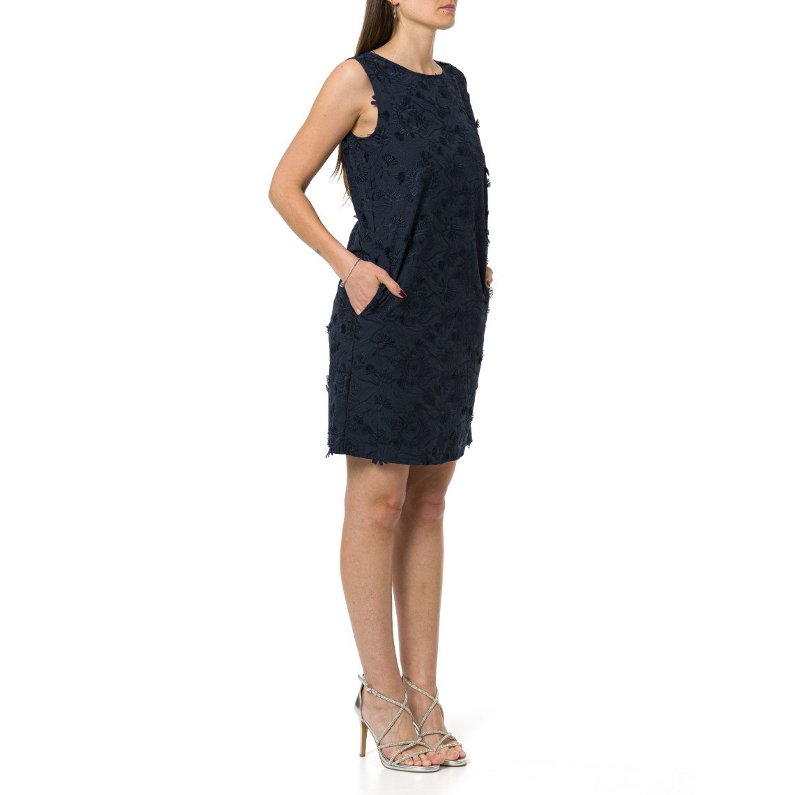 Abito a tubino in popeline di cotone ricamato Emme Marella