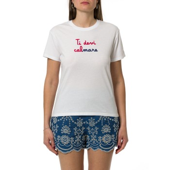 T-shirt Emilie con ricamo Ti devi calmare Mc2 Saint Barth