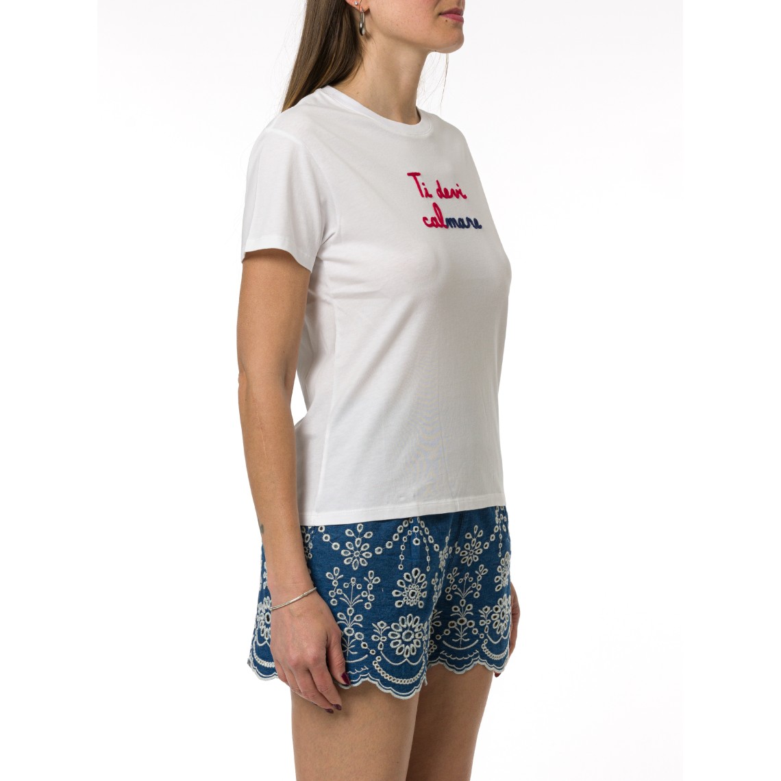 T-shirt Emilie con ricamo Ti devi calmare Mc2 Saint Barth