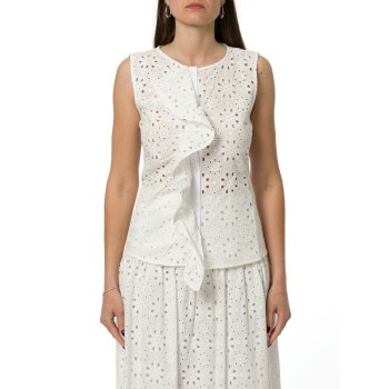 Top in mussola di cotone con ricamo sangallo Emme Marella