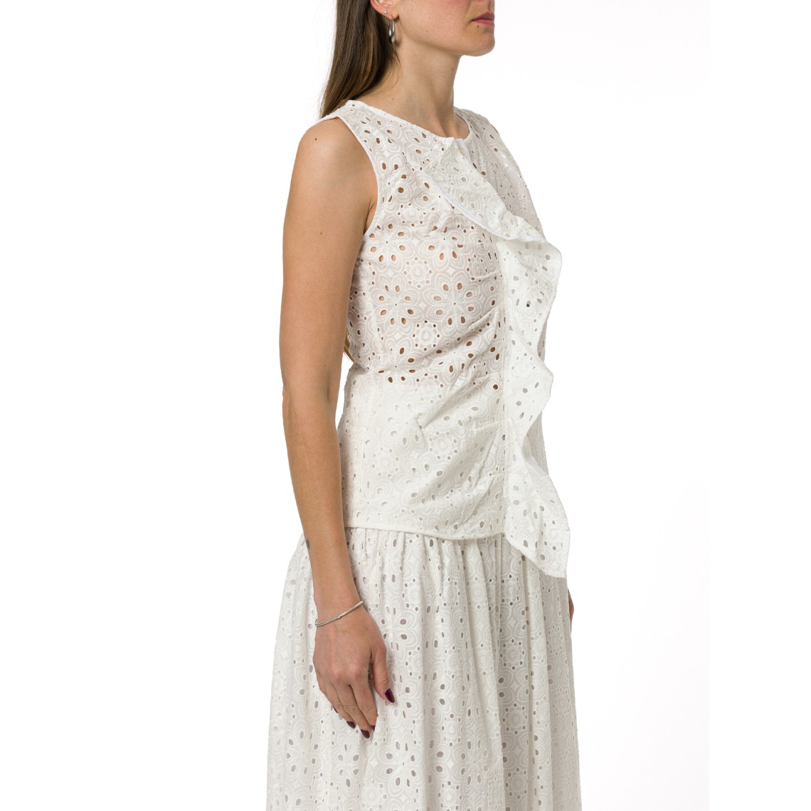 Top in mussola di cotone con ricamo sangallo Emme Marella