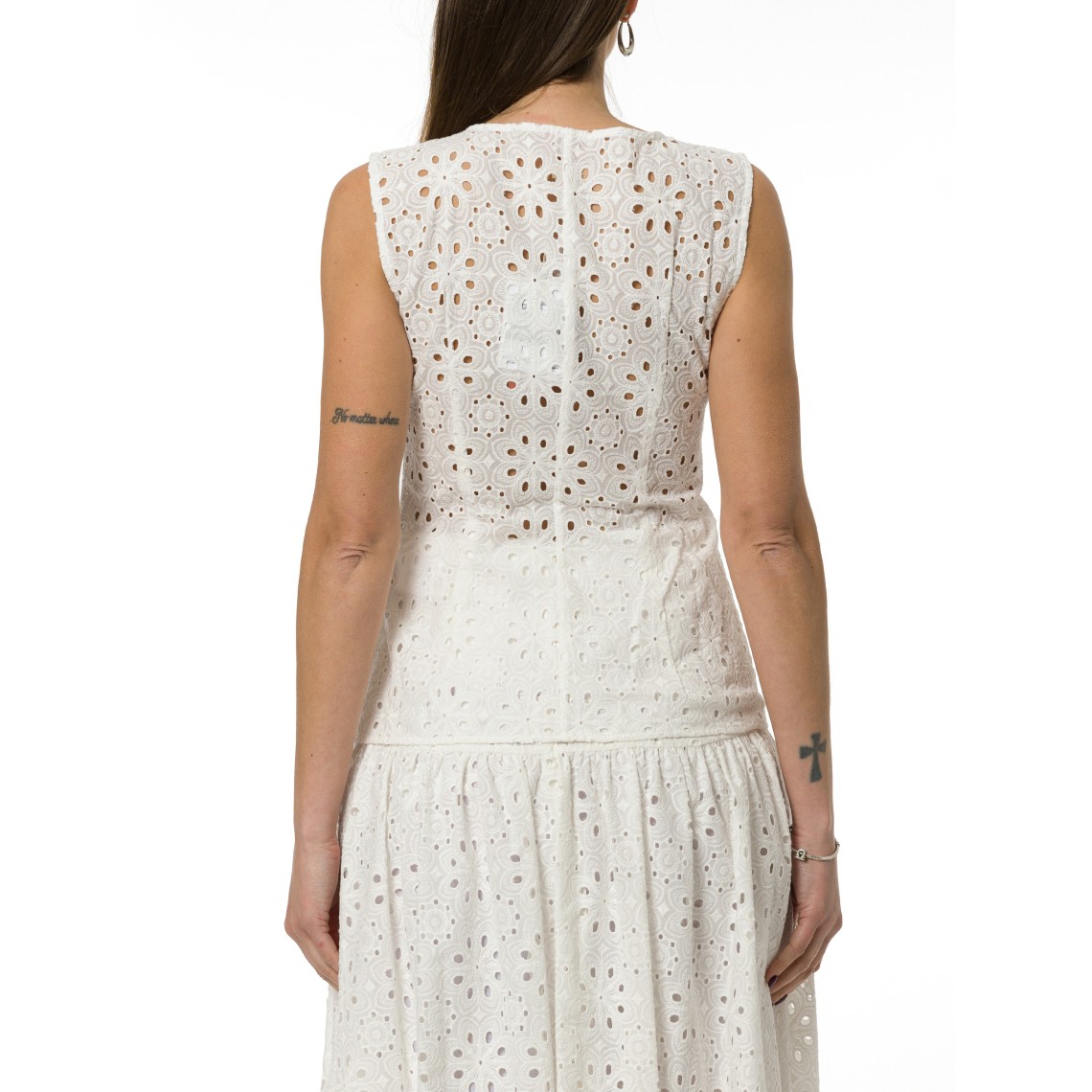Top in mussola di cotone con ricamo sangallo Emme Marella