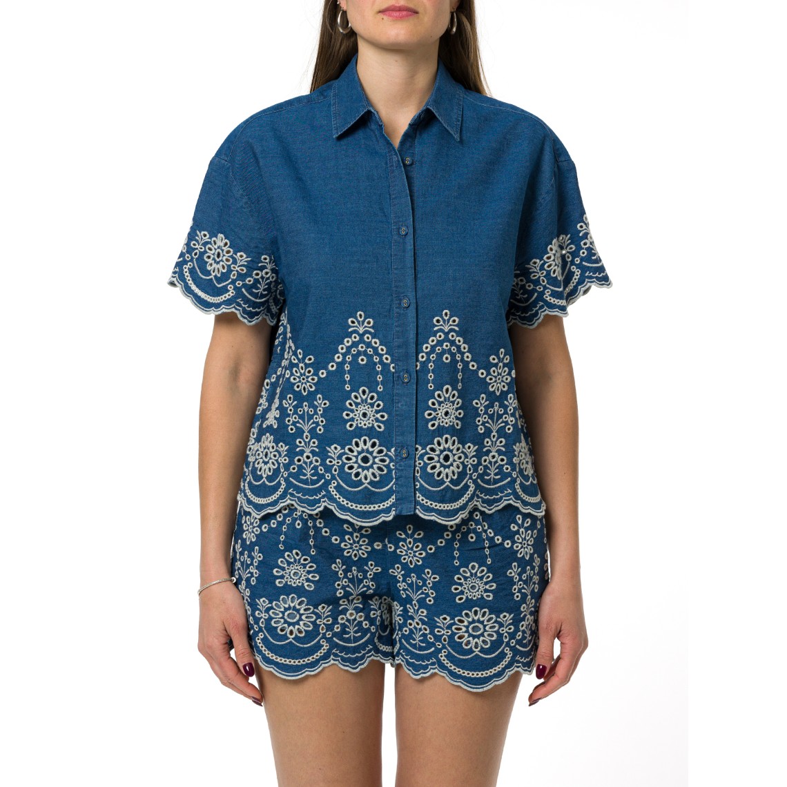 Camicia Clementine in chambray con ricamo floreale Mc2 Saint Barth