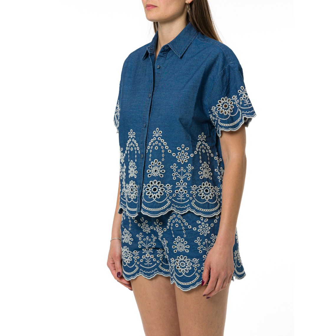 Camicia Clementine in chambray con ricamo floreale Mc2 Saint Barth