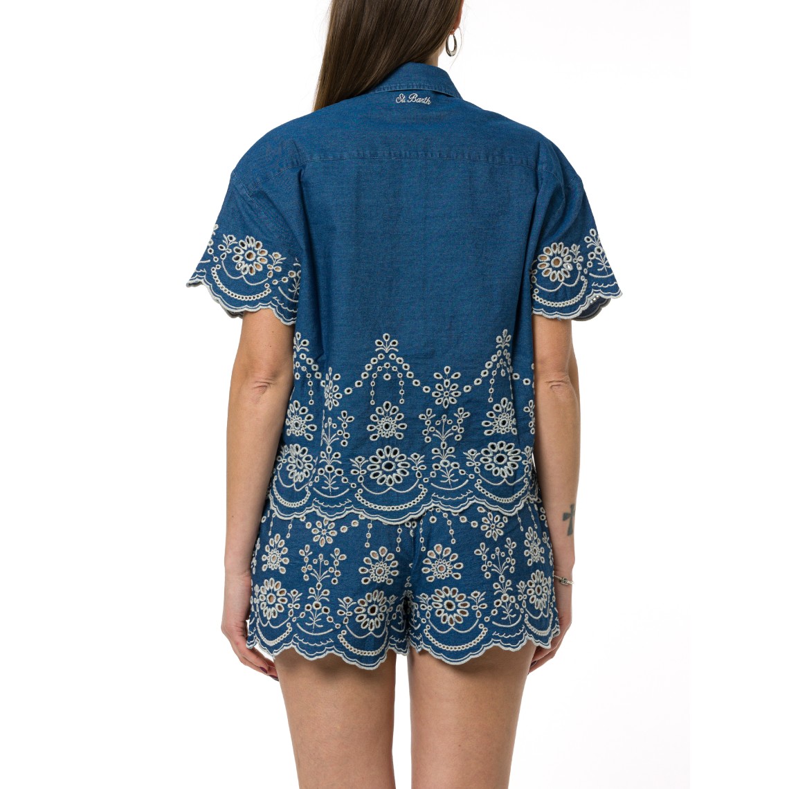 Camicia Clementine in chambray con ricamo floreale Mc2 Saint Barth