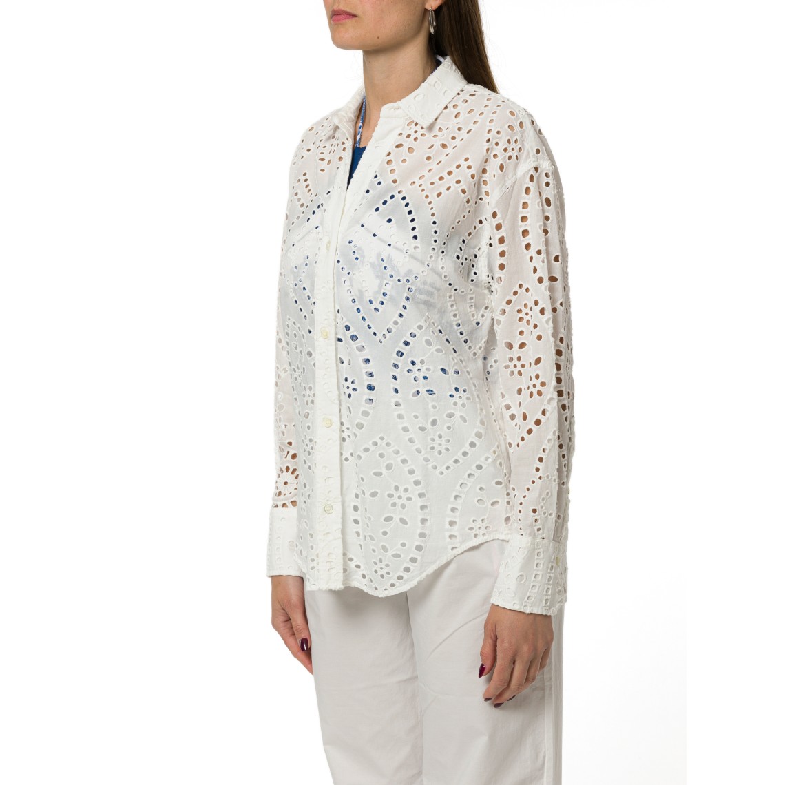 Camicia Cristal in cotone sangallo bianco Mc2 Saint Barth