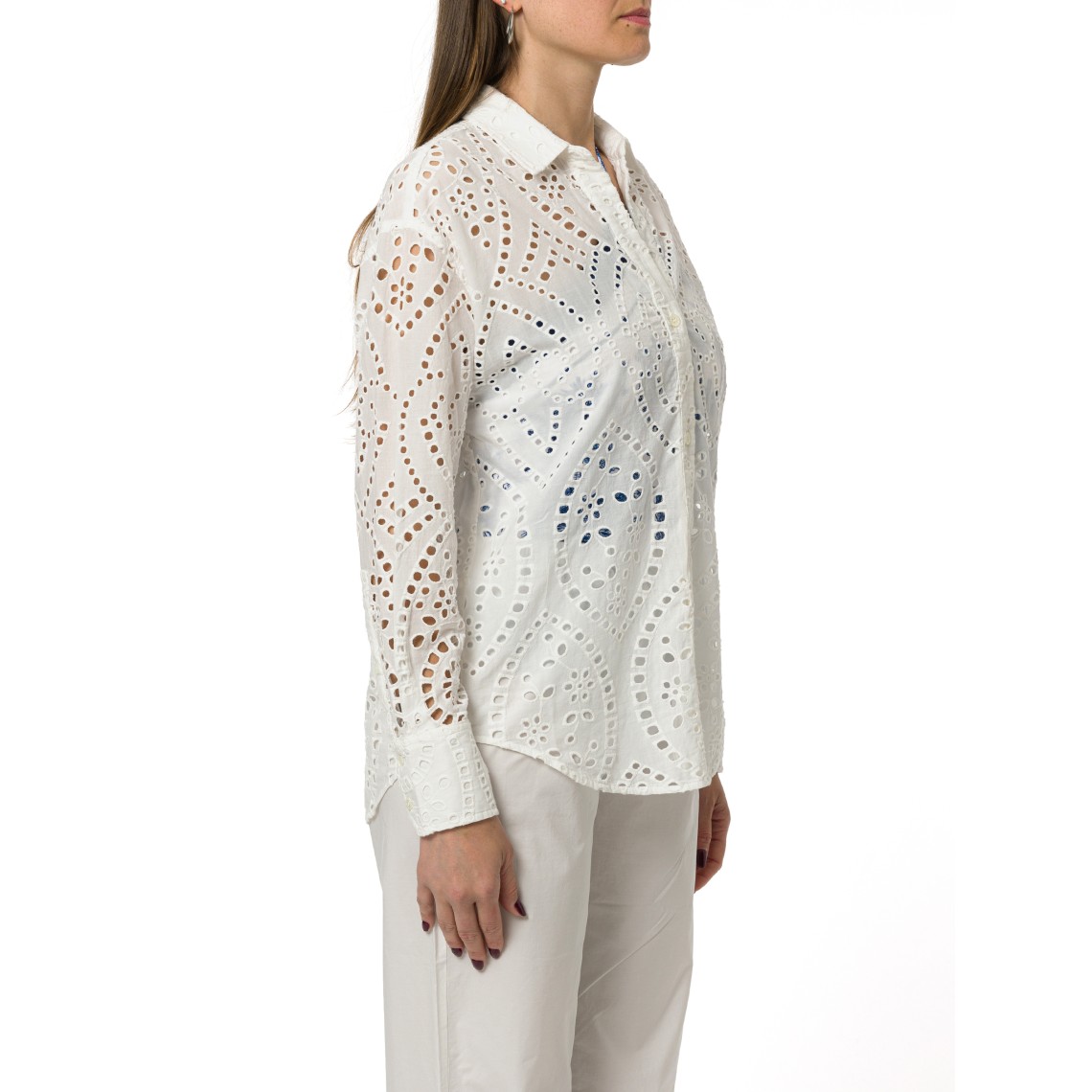 Camicia Cristal in cotone sangallo bianco Mc2 Saint Barth