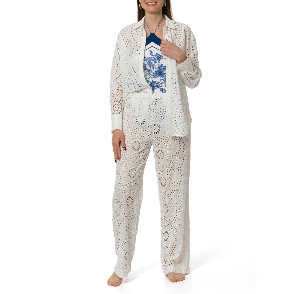 Camicia Cristal in cotone sangallo bianco Mc2 Saint Barth