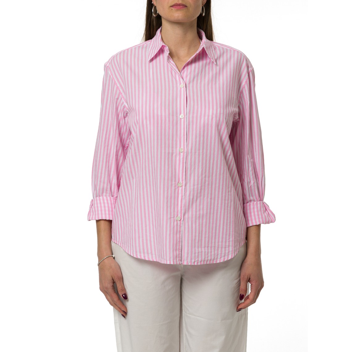 Camicia Meredith in cotone a righe con ricamo Mc2 Saint Barth