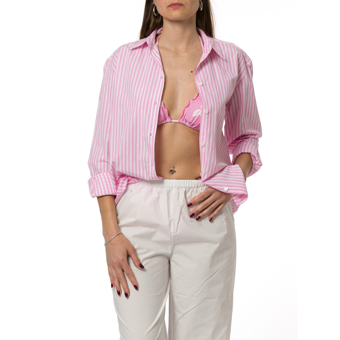 Camicia Meredith in cotone a righe con ricamo Mc2 Saint Barth