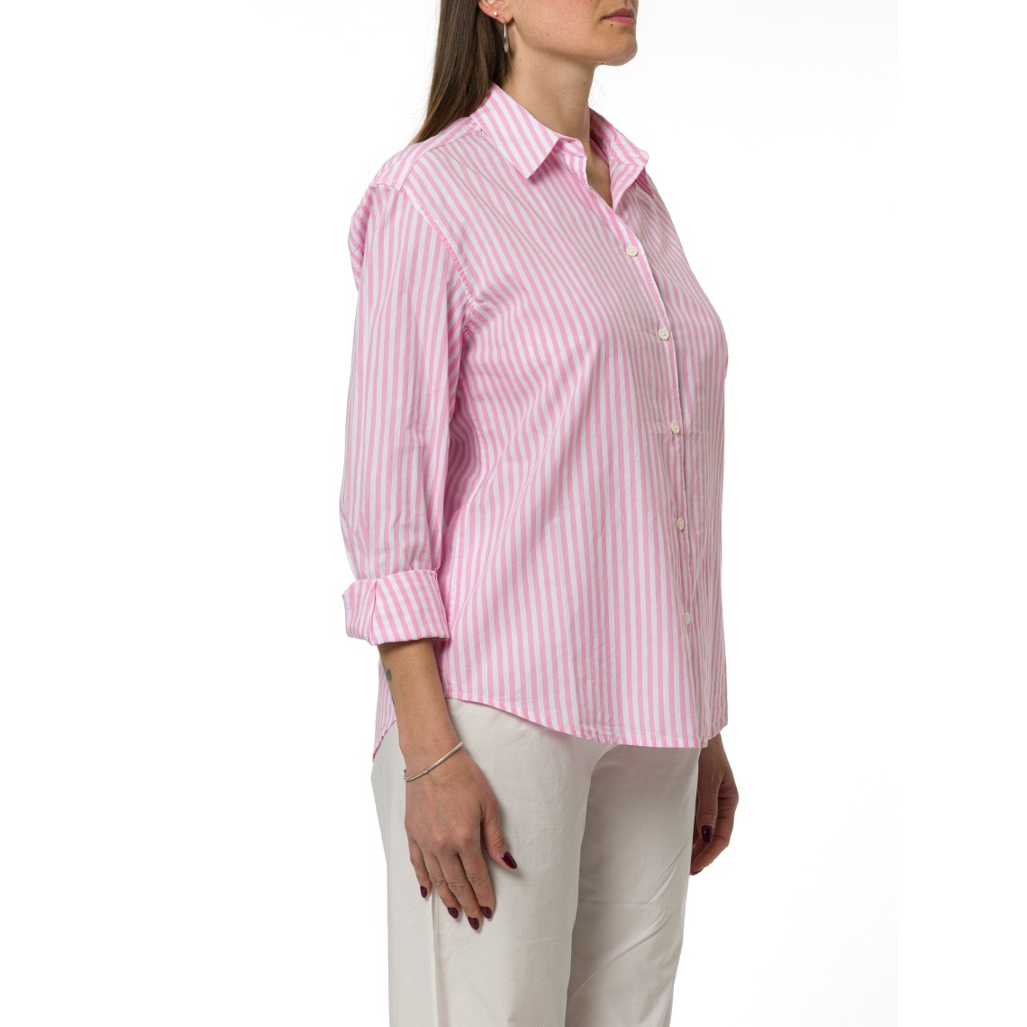 Camicia Meredith in cotone a righe con ricamo Mc2 Saint Barth