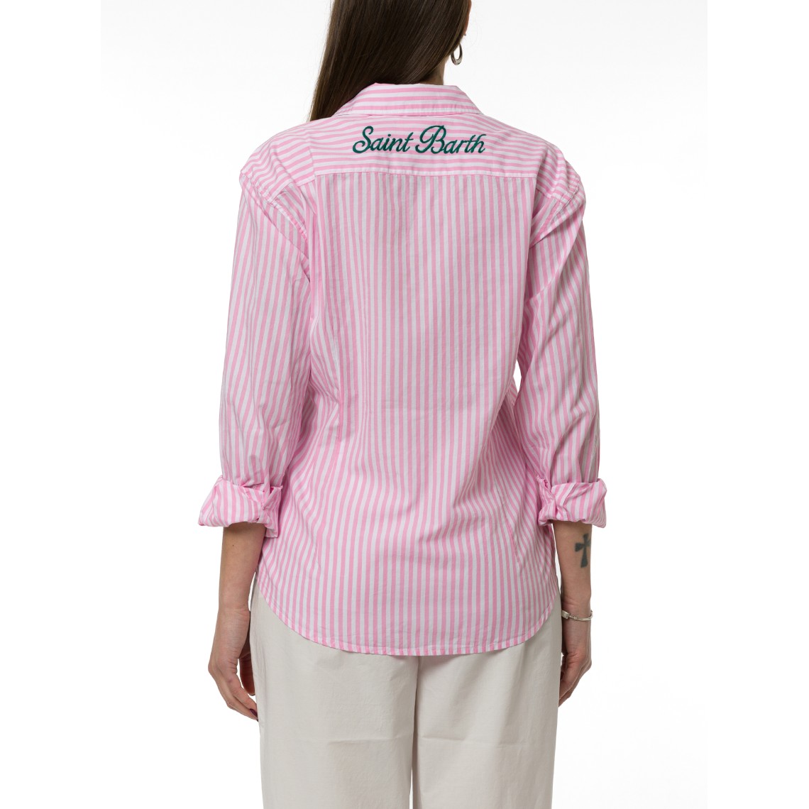 Camicia Meredith in cotone a righe con ricamo Mc2 Saint Barth