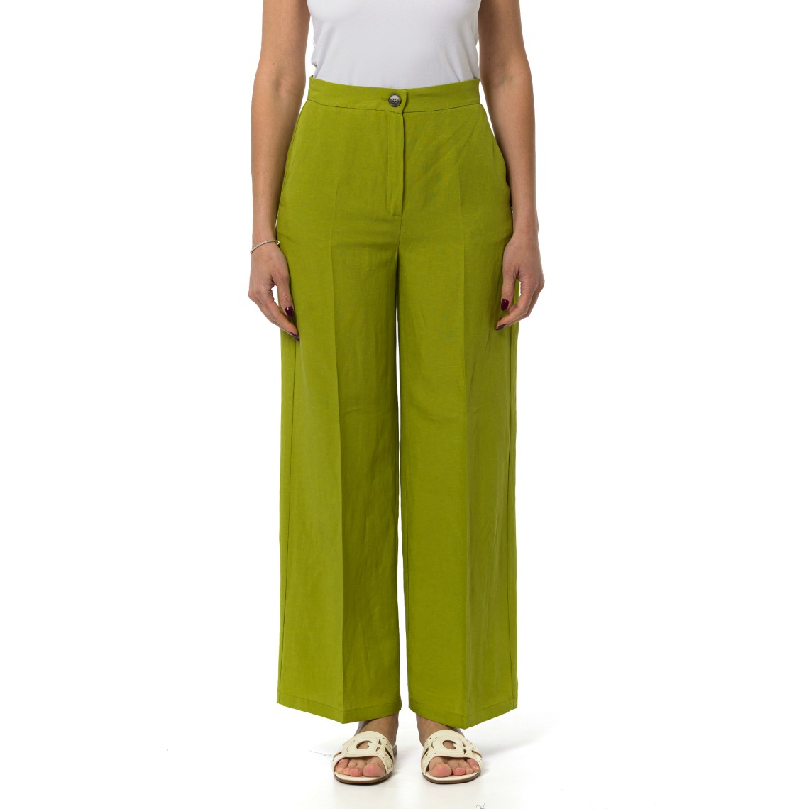 Pantalone fluido in viscosa e lino Emme Marella