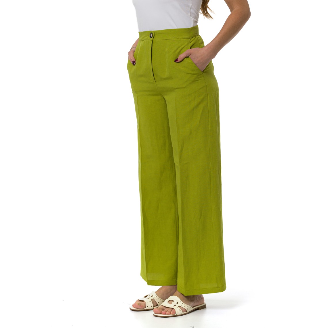 Pantalone fluido in viscosa e lino Emme Marella