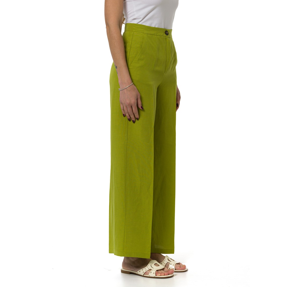 Pantalone fluido in viscosa e lino Emme Marella