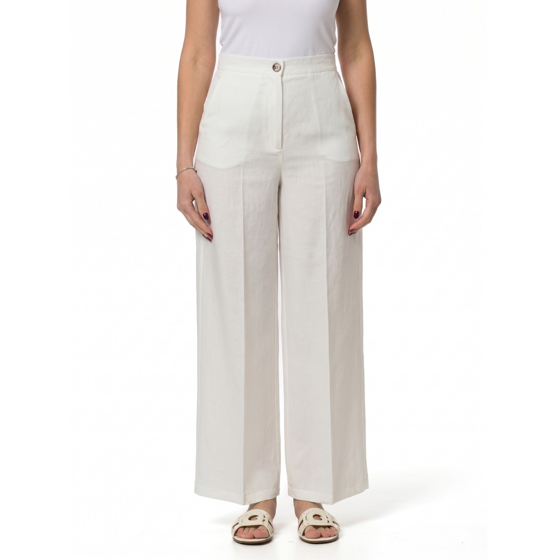 Pantalone fluido in viscosa e lino Emme Marella