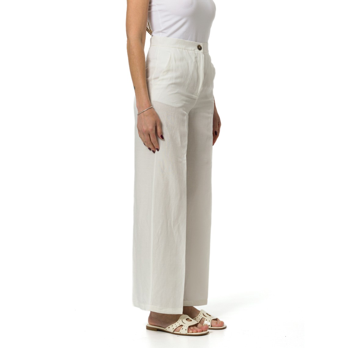 Pantalone fluido in viscosa e lino Emme Marella