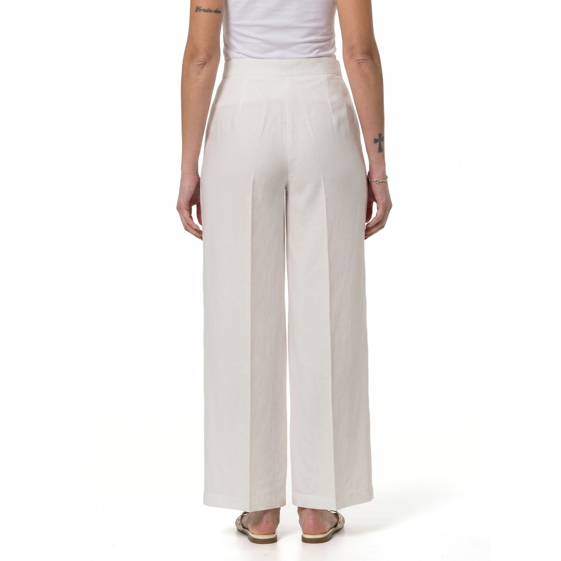 Pantalone fluido in viscosa e lino Emme Marella