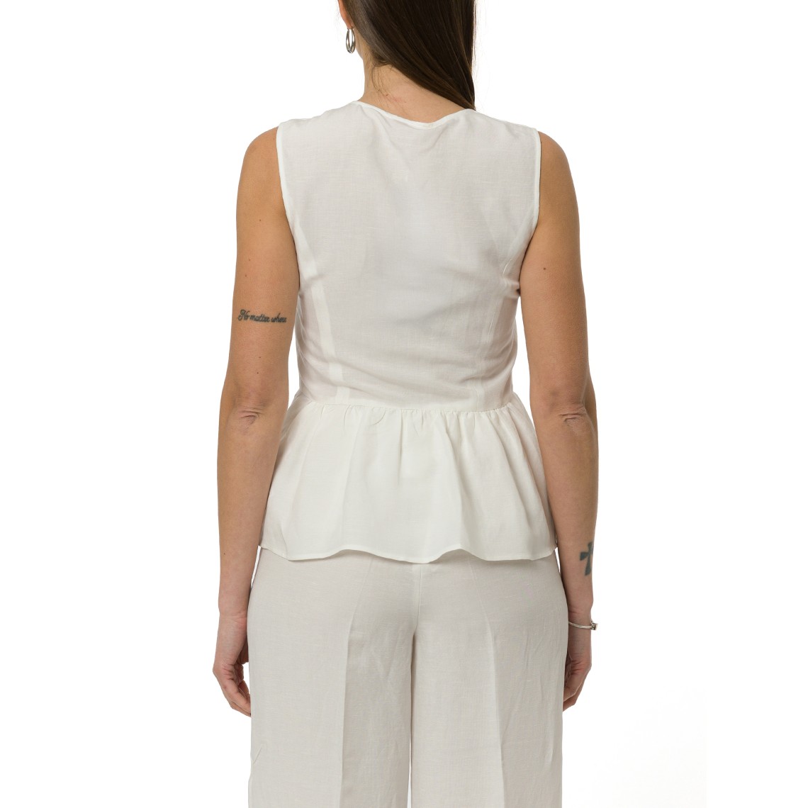 Top con balza in viscosa e lino Emme Marella