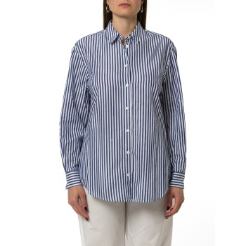 Camicia Brigitte a righe blu con ricamo See You In Saint...