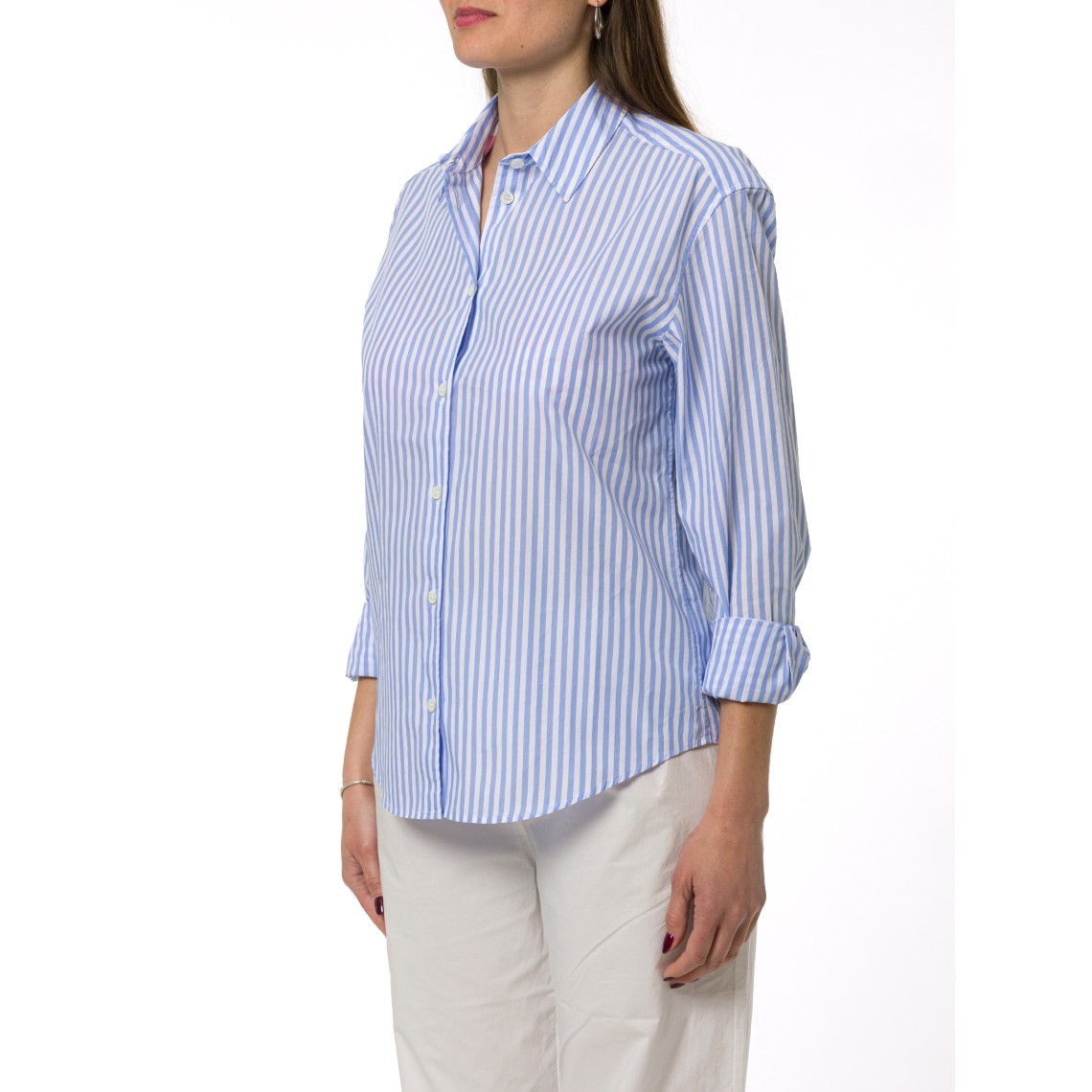 Camicia Meredith in cotone a righe con ricamo Mc2 Saint Barth