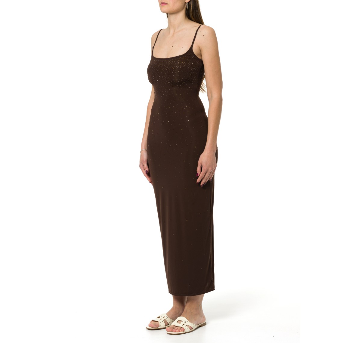 Slip dress lungo nero aderente Evy Mc2 Saint Barth