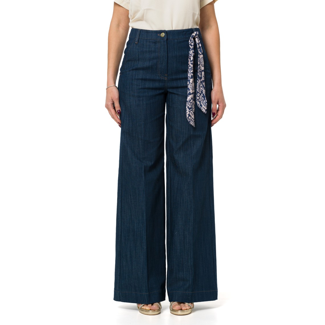 Pantaloni in gabardina effetto denim Emme Marella