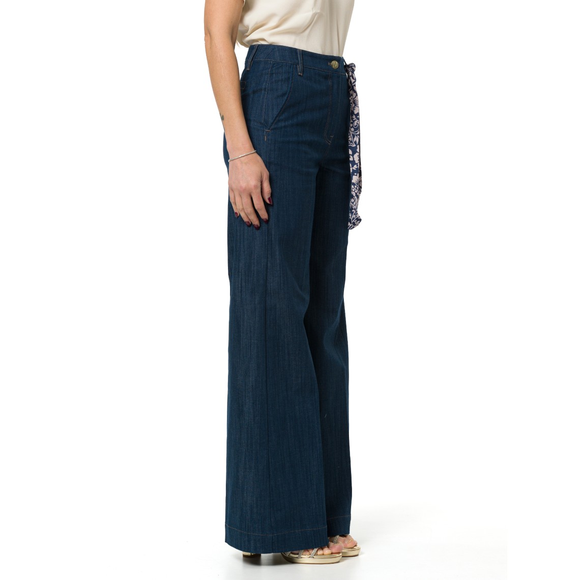 Pantaloni in gabardina effetto denim Emme Marella