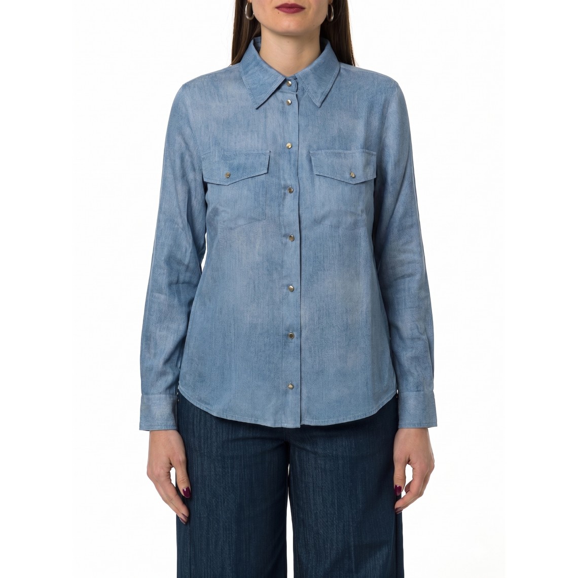 Camicia in twill di viscosa effetto denim Emme Marella