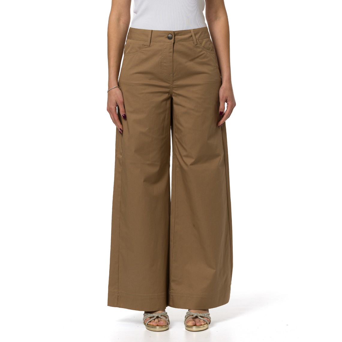 Pantaloni wide leg in gabardina Emme Marella